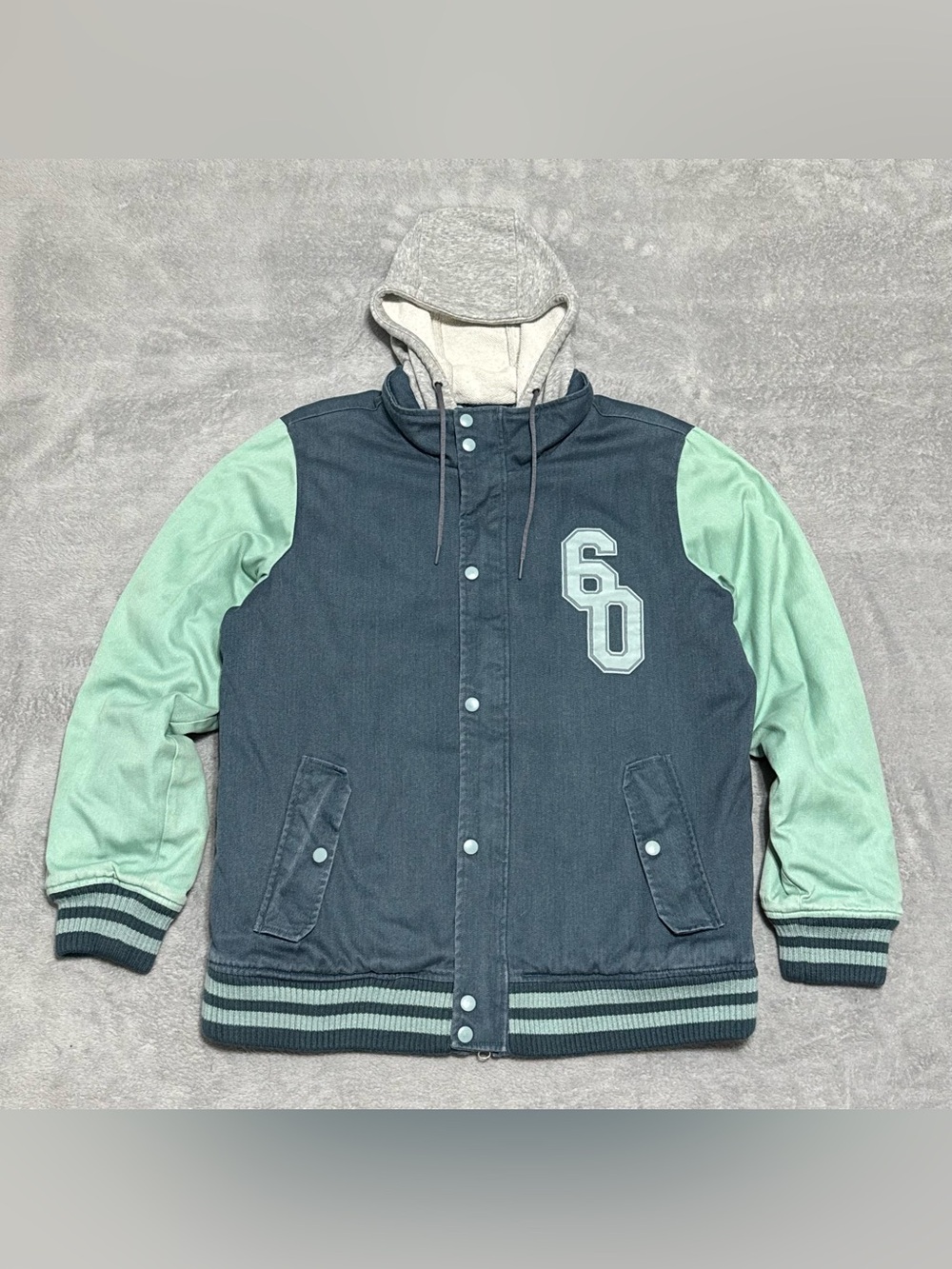 Nike 6.0 Men Hooded Varsity Bomber Jacket M Dark Teal Green Y2K Skate Streetwear